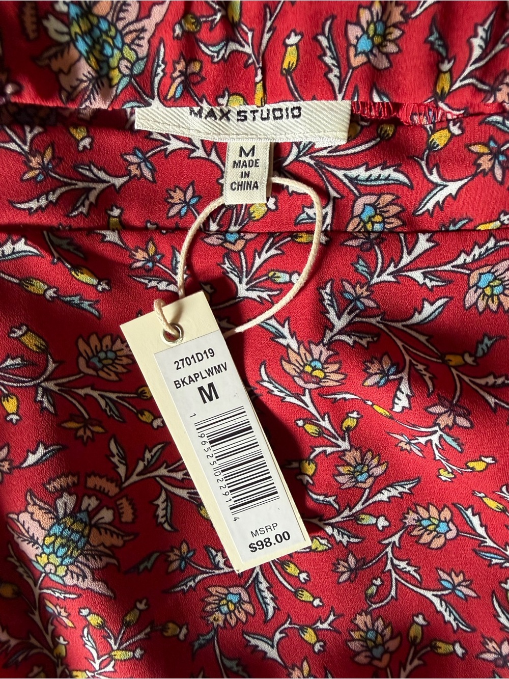 Max Studio Red Floral Print Skirt